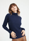 Pull col roulé femme en cachemire bleu marine - LILLY 15
