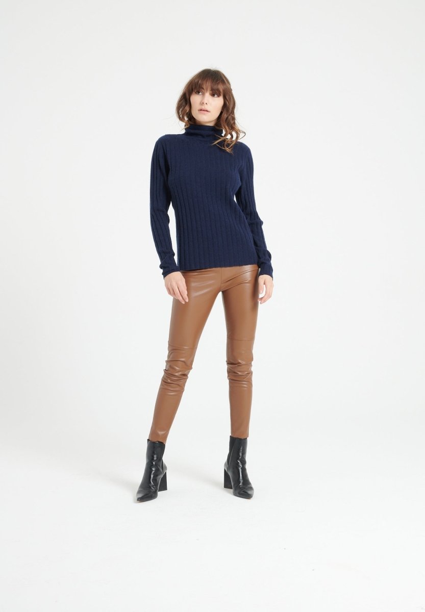 Pull col roulé femme en cachemire bleu marine - LILLY 15