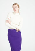 Pull col roulé femme en cachemire blanc écru - MIA 5