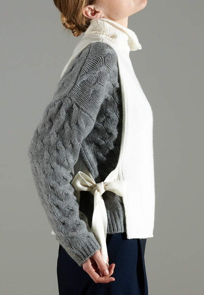 Gilet col montant sans manches femme en cachemire 4 fils blanc écru - NAMI 15