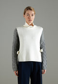 Gilet col montant sans manches femme en cachemire 4 fils blanc écru - NAMI 15